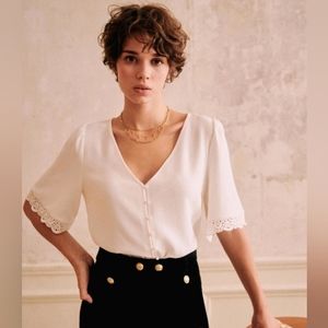 SOLD Sezane Thalia Blouse Ecru 34